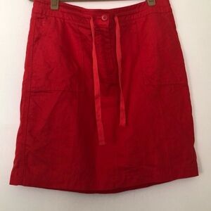 Talbots linen blend  Red Drawstring Skirt mini skirt Sz 14